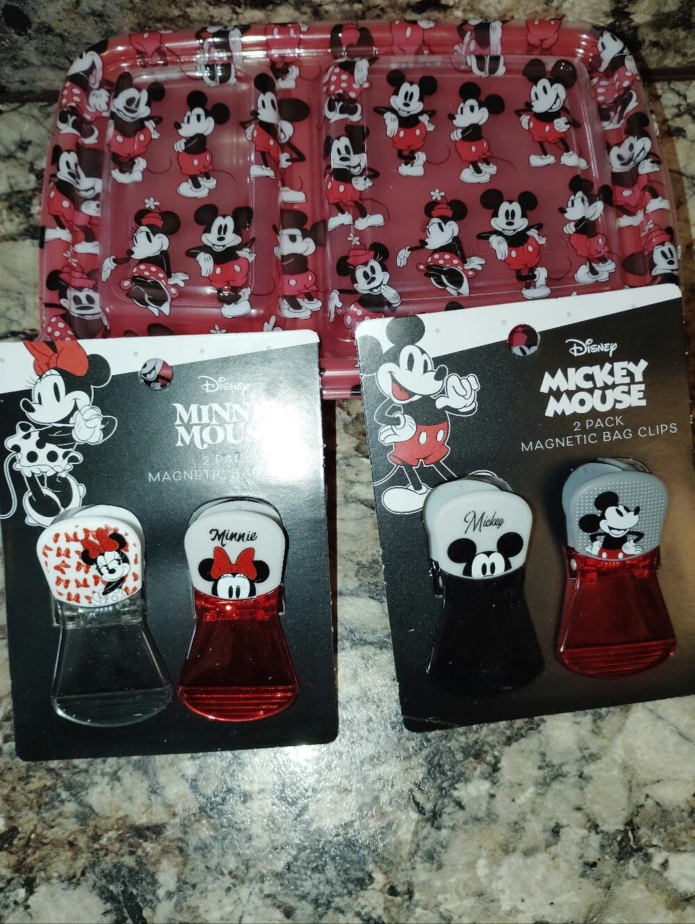 Disney Minnie & Mickey Pink Party Serving Tray with Magnetic Bag Clips
